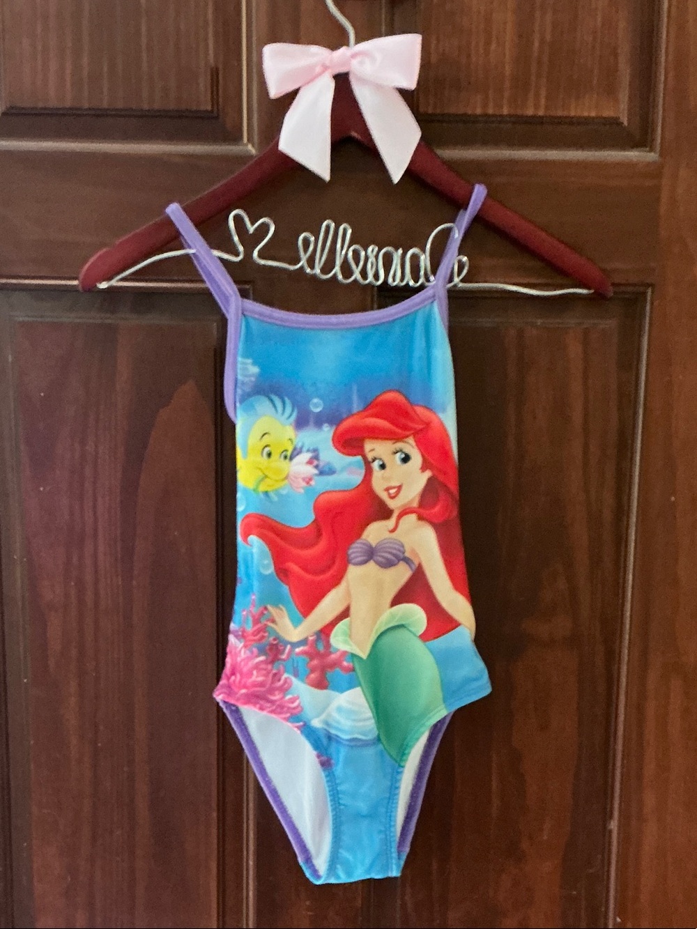 Disney Ariel Kids One-Piece Swimsuit in Blue, Purple, Red & Green